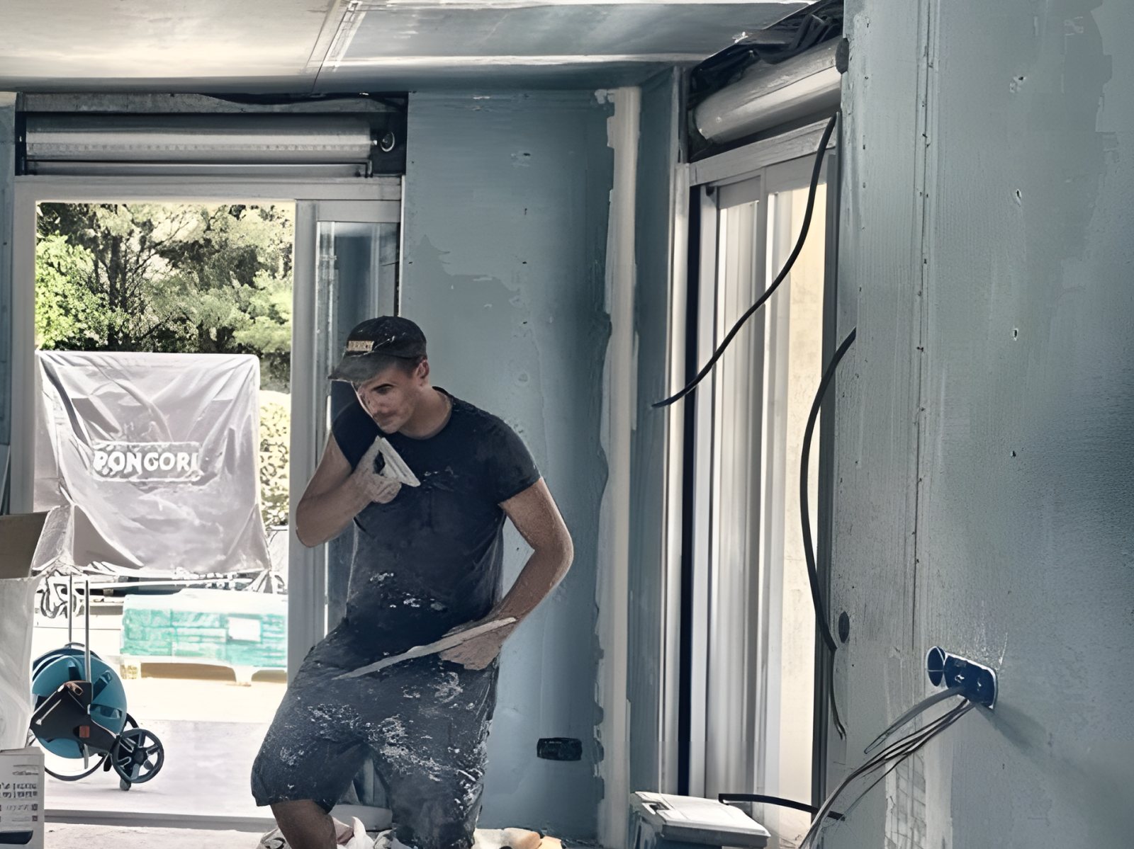 Unser Monteur beim Trockenbau in einer Wohnung im Umbau
